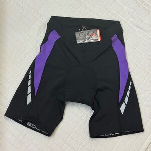 Souke Sport Women’s M Cycling Padded Shorts – Black & Purple –NWT – Model PS0710